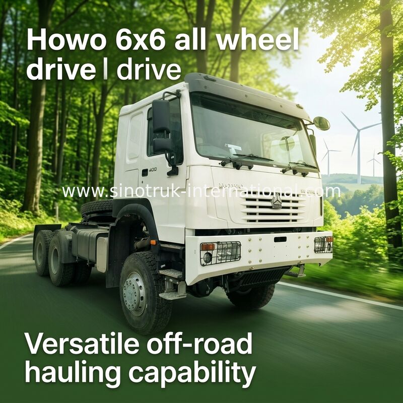 Sinotruk Howo Traktor Truk Rhd All Wheel Drive 6 × 6 Weichai 400Hp Putih
