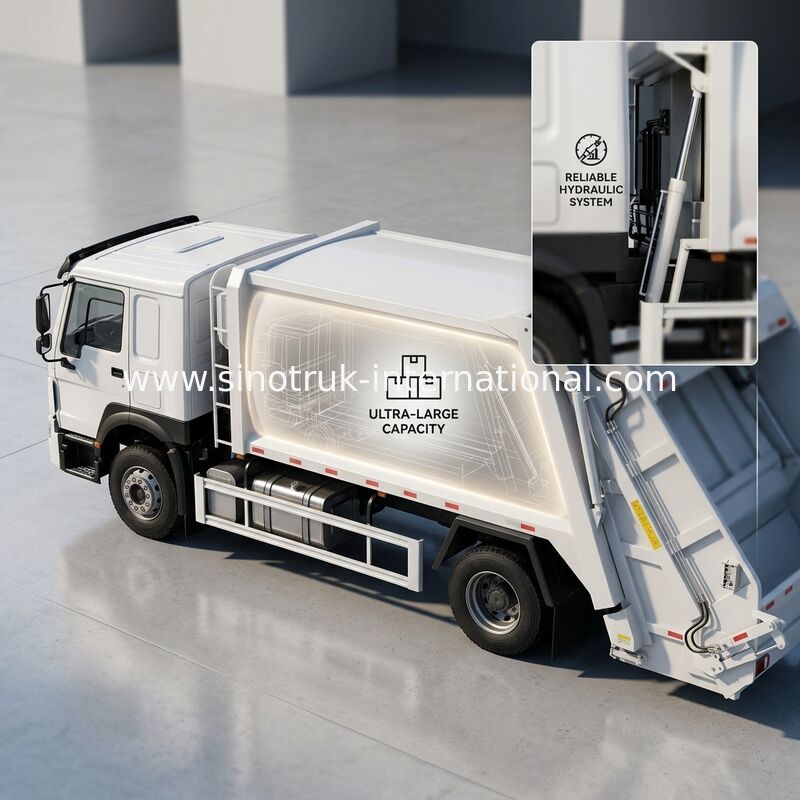 SINOTRUK 300 HP 4×2 truk sampah kompresi dengan 30T rolling force untuk pengelolaan limbah yang efisien