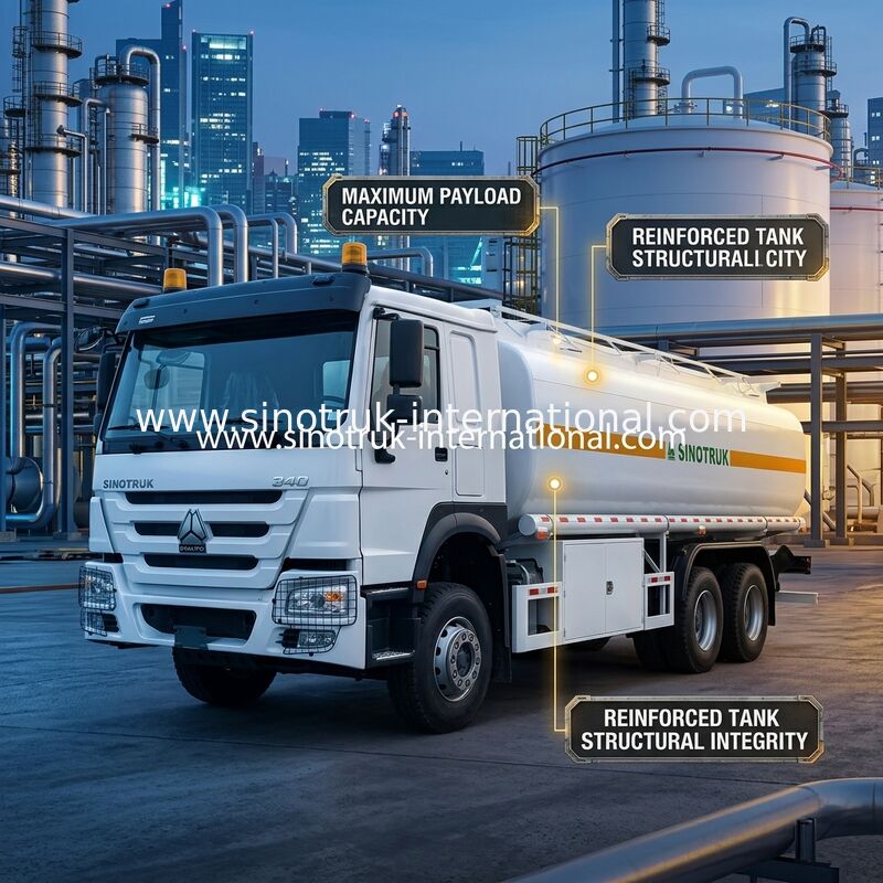 Sinotruk Howo 20CBM Tangki Bahan Bakar Truk 10Roda 340Hp 6 × 4 Kompartemen Multiple