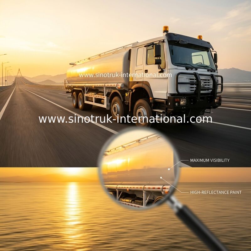 SINOTRUK HOWO Merah 371HP 8×4 12 Roda Truk Tangki Minyak Kapasitas Tinggi 30CBM