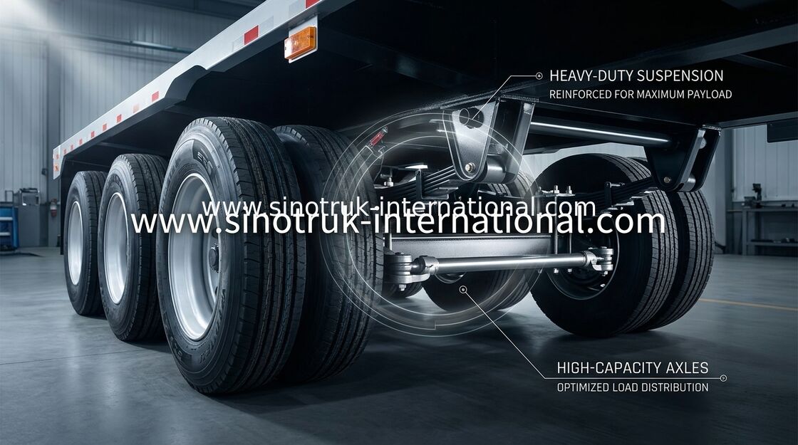 Empat Sumbu Lowbed Truk Semi Dan Trailer Dengan Sertifikasi ISO / 3C / BV / IFA / SGS