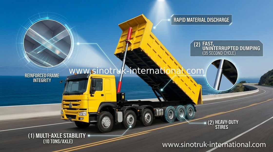 3 As Tipping Truk Semi Trailer Untuk Penambangan Dan Konstruksi 60-80 Ton