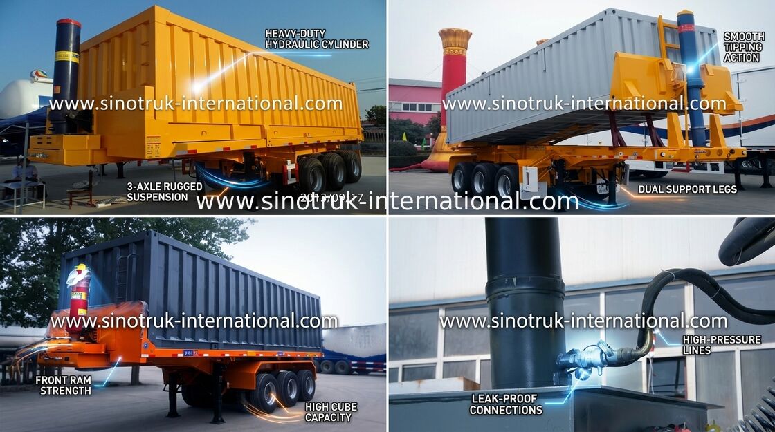 Semi Trailer Tipper Truck 3 Axles 70Tons 25-45CBM for Mining / Construction