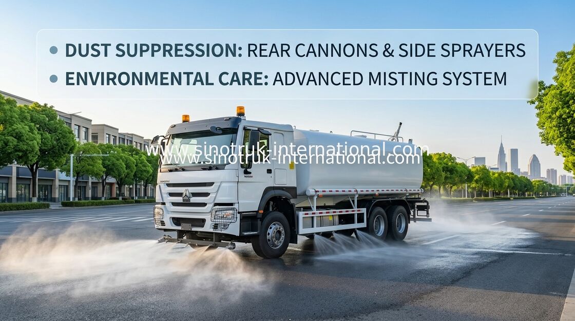 Sinotruk HOWO Putih RHD 6x4 Tangki Air Truk ZZ1257V4347B1 Dengan Fungsi Flush Tekanan Tinggi