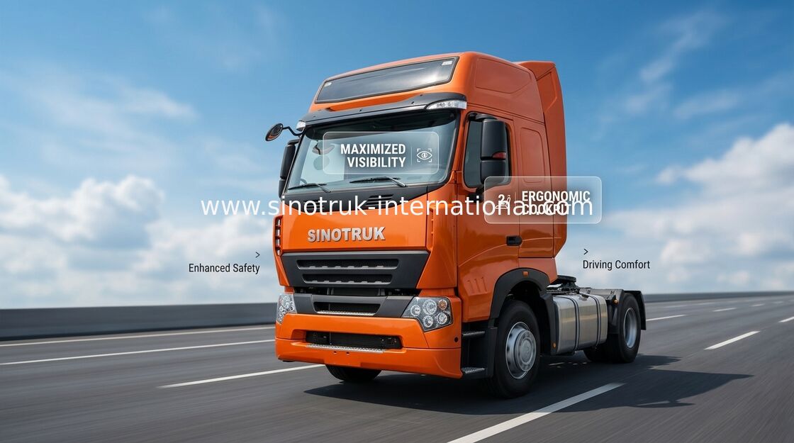 Truk Traktor Howo Yang Dapat Diandalkan Warna Oranye Dan Truk Konsumsi Bahan Bakar Rendah