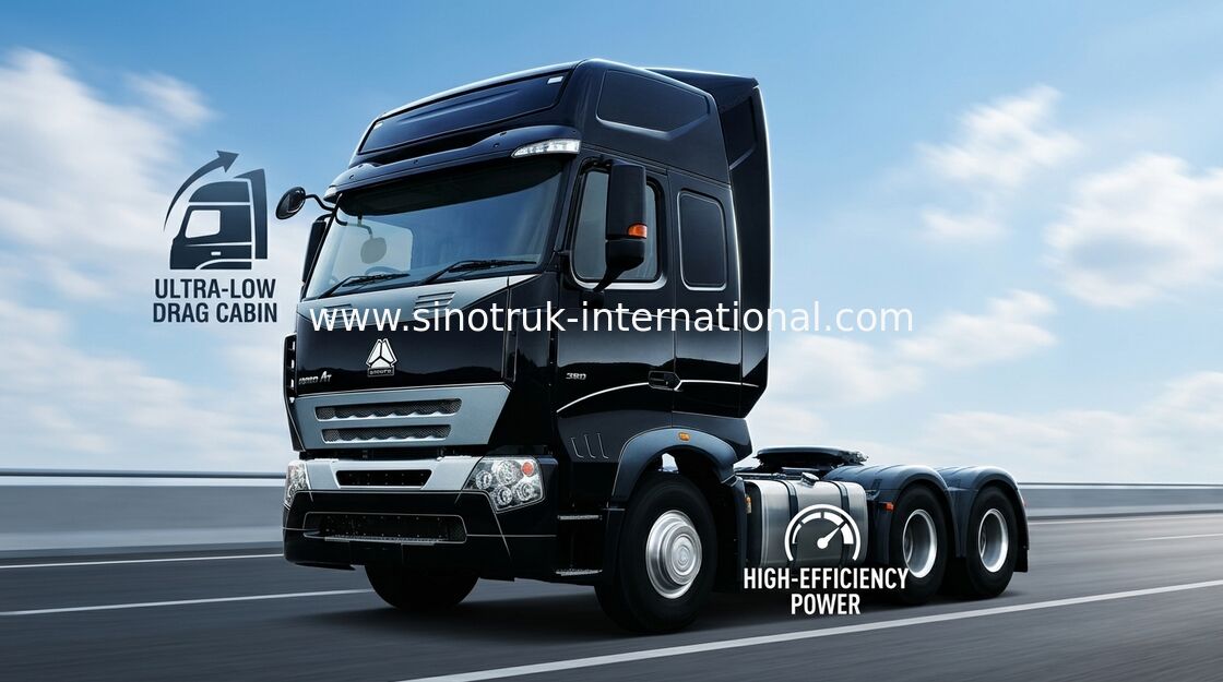 A7 Tractor Truck LHD 6X4 Euro 2 371 HP Dengan Penguat Hidrolik Berbasis Daya
