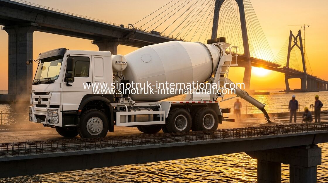 Tenaga Kuda Tinggi 400HP Konsumsi Bahan Bakar Rendah HOWO Mixer Truck LHD 6×4 10 roda