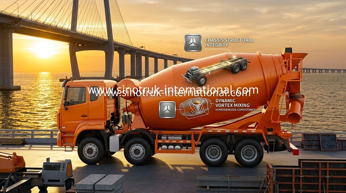 Sinotruk Howo N7 truk pengaduk beton 6 X 4 Euro 2 380hp Untuk konstruksi