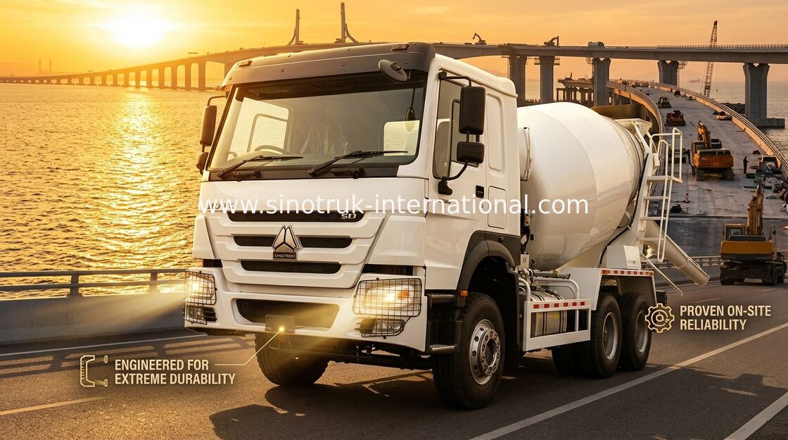 Kekuatan kuda tinggi 400HP HOWO Mixer Truck 6-12CBM LHD 6×4 10 Roda