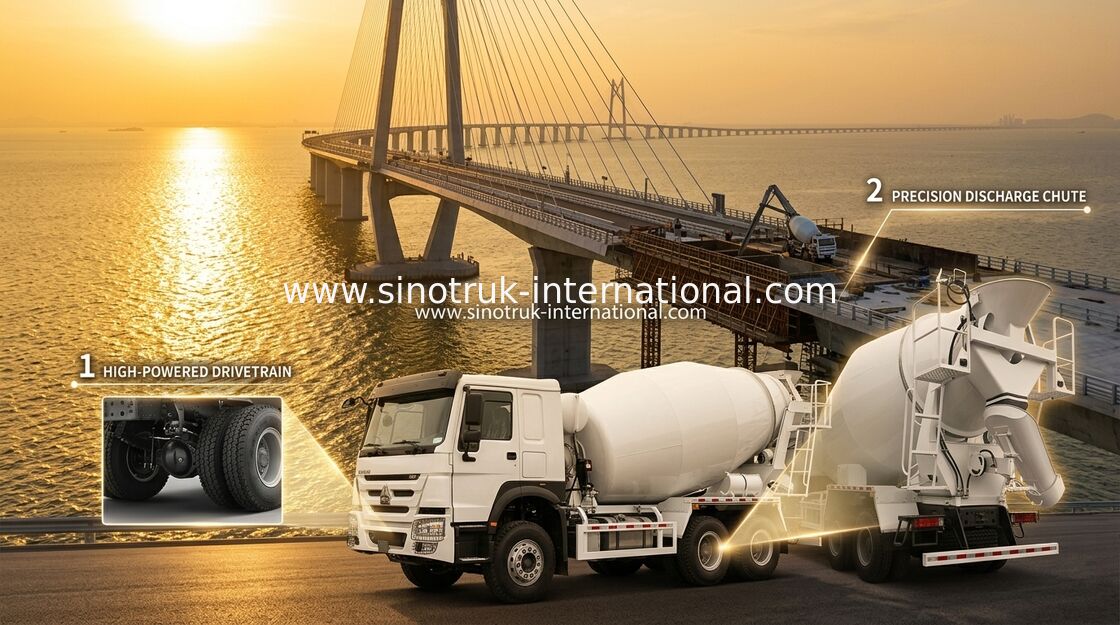 Sinotruk Howo Beton Mixer Truck 380HP 6-10CBM 6 X 4 Euro 2 Pabrik Campuran RHD