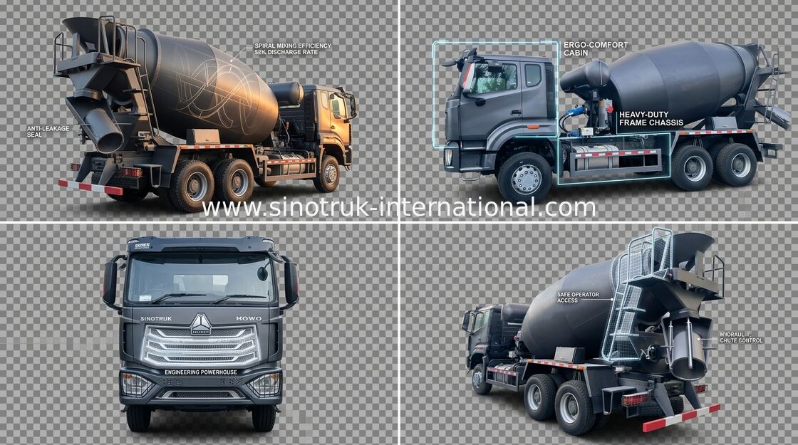 Sinotruk Howo N7 truk pengaduk beton 6-10CBM 6 X 4 Euro 2 380Hp