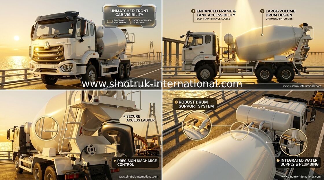 Sinotruk Howo N7 truk pengaduk beton 6-10CBM 6 X 4 Euro 2 pabrik pencampuran