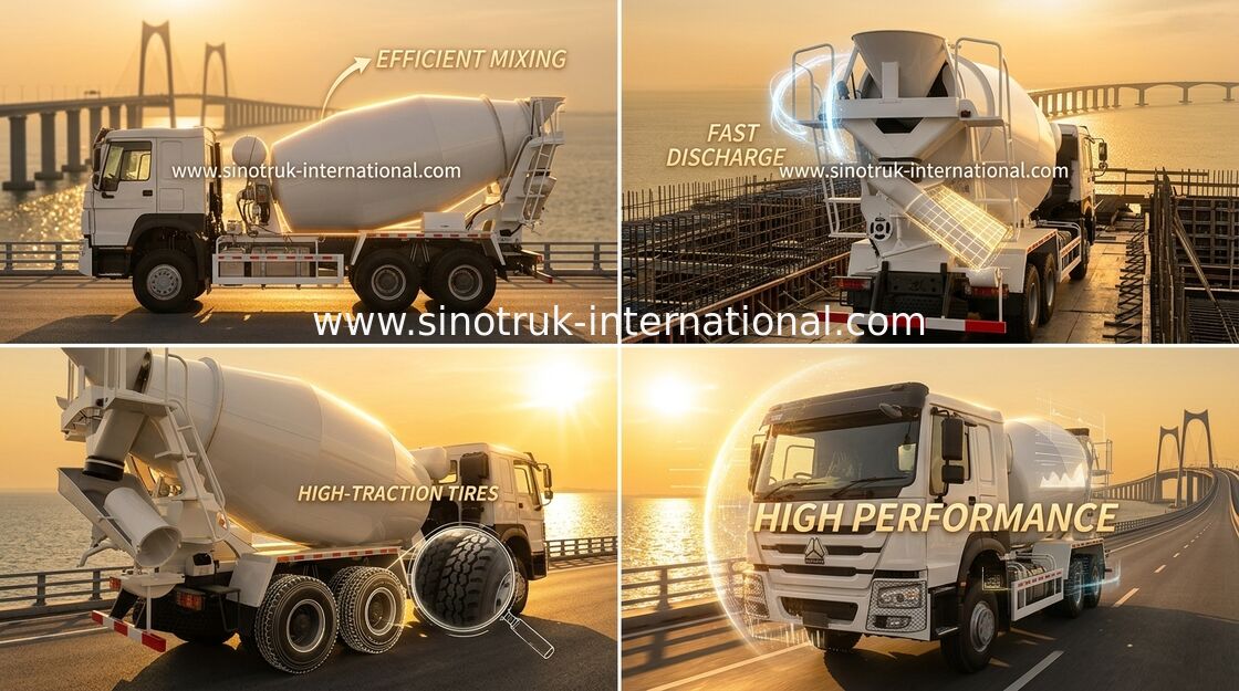 Truk Pengaduk Beton Sinotruk Howo 10-20CBM 6 X 4 Euro 2 340Hp Konstruksi