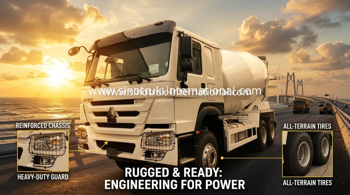 Truk Mixer Beton HOWO 371HP 10m³ dengan Pompa & Motor Eaton untuk Konstruksi Berat