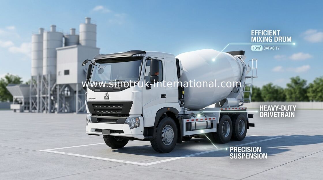 336HP 6X4 LHD A7 Truk Mixer Beton 9CBM, Pakai Tangki Tahan Truk Truk Pengaduk
