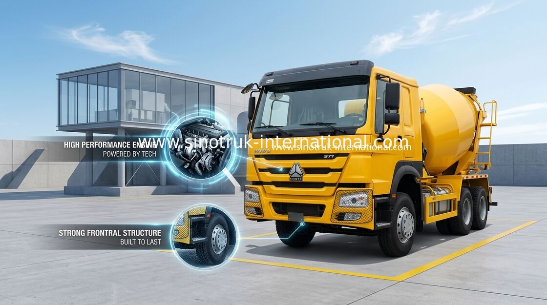 6x4 LHD Drive Type SINOTRUK HOWO Truk Pengaduk Beton 371HP