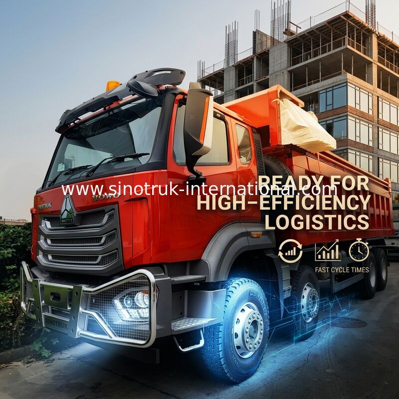 Super Bearing HOWO 8×4 Red Tipper | Tenaga Kuat 371HP, Kapasitas Besar 27CBM, Angkutan Berat 80–100T