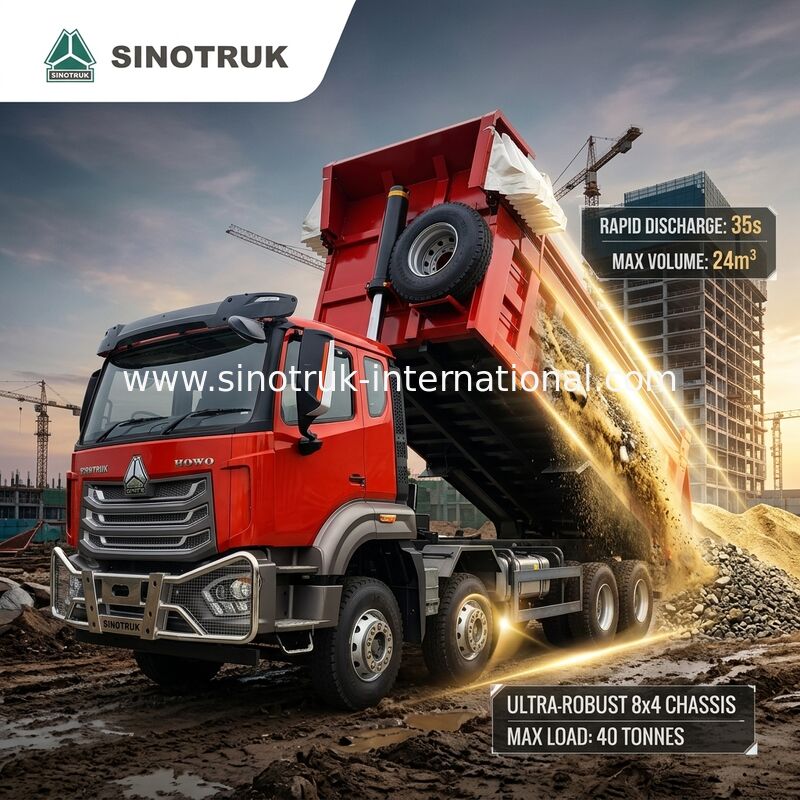 Red Square-Bucket Dumper (27CBM, 8×4, 371HP): Keuntungan Utama untuk Pelepasan Bahan Cepat