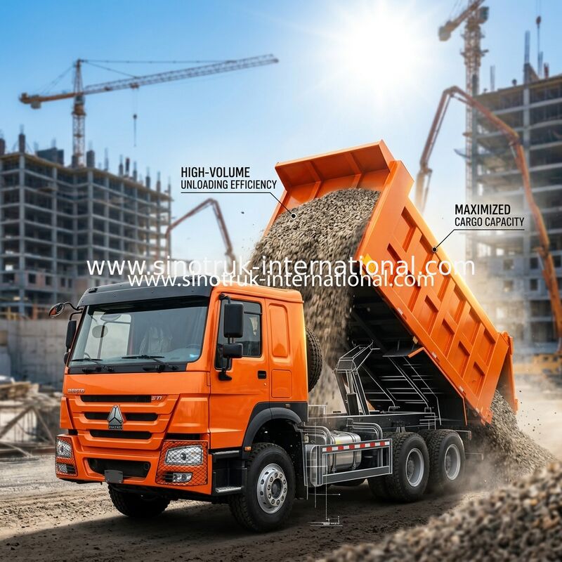 371HP 6x4 Dump Truck 20.01CBM Penguasaan Muatan Berguna Untuk Efisiensi Tugas Berat