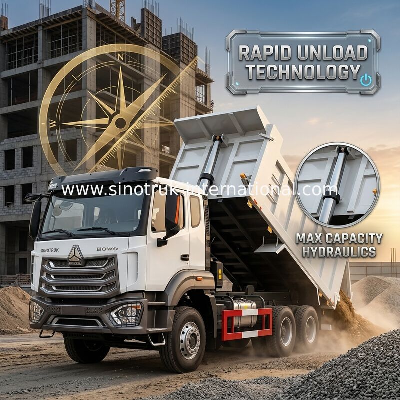 2 Penumpang Sinotruk Hohan Tipper Dump Truck Weichai Mesin 6 × 4 LHD 380HP Dengan Jenis Transmisi Manual