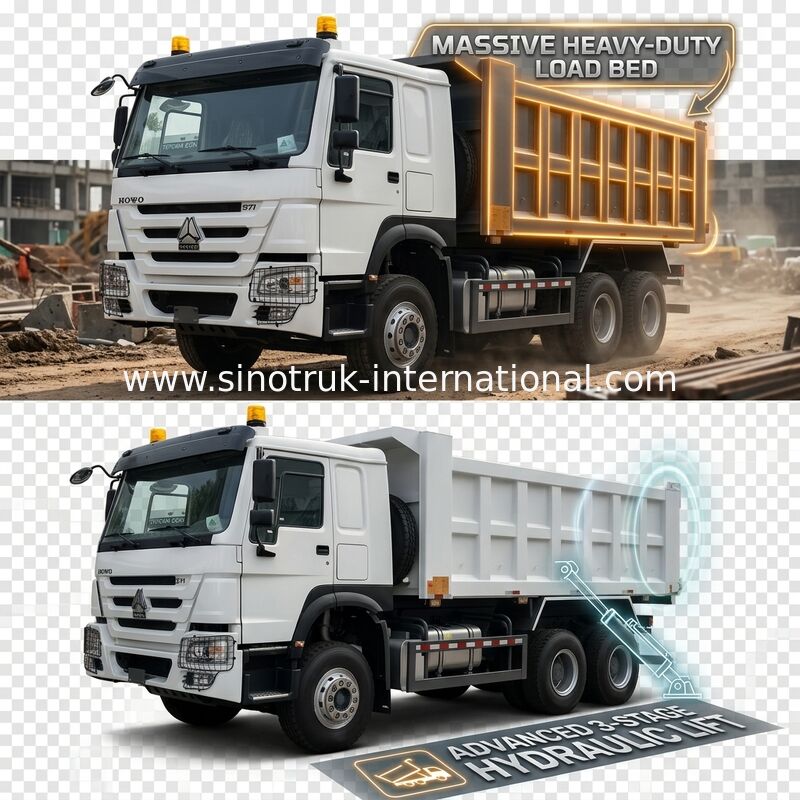 Truk 10 Roda Tipper Dump 371HP 6x4 Drive Mesin Euro2