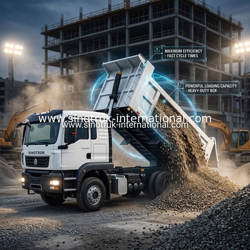 SINOTRUK TX dump truck chassis dengan mesin 371HP, kapasitas beban 30-40 ton dan LHD / RHD opsional