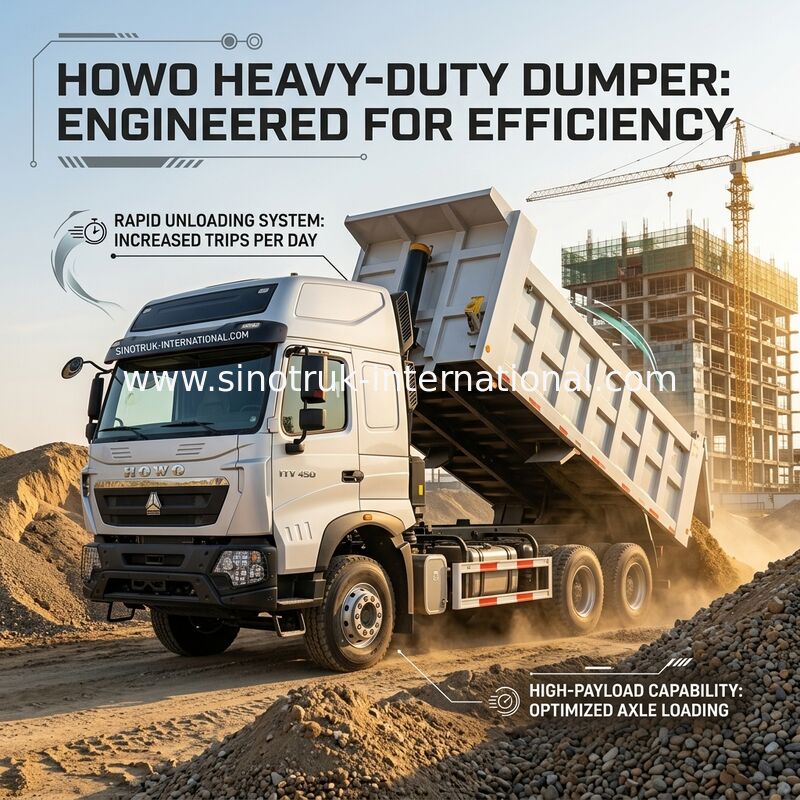 inotruk New Howo Tipper Dump Truck Chassis Weichai Mesin 8 × 4 LHD 430HP
