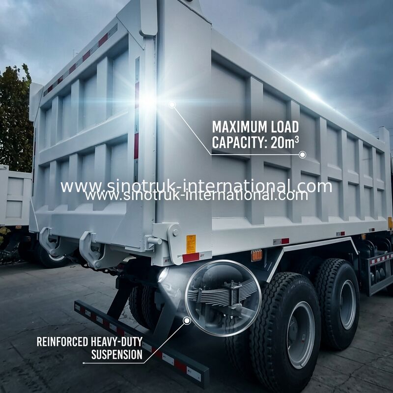 SINOTRUK HOWO 400HP Tipper Dump Truck Untuk Konstruksi A7 Lampu Peringatan Bumper Militer