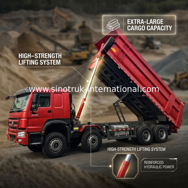 HOWO 12 Roda Sinotruk 8X4 Dump Truck 400hp Untuk Pertambangan Kontainer Tipe LHD U
