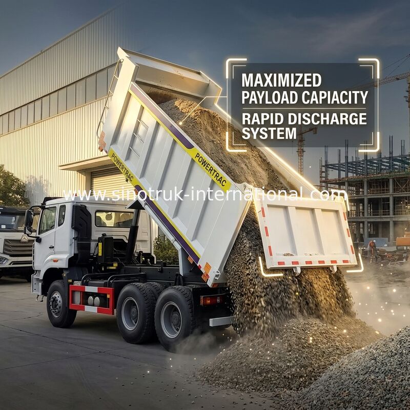 Sinotruk Howo / Hohan 6×4 Tipper Dump Truck 10 Roda Kargo persegi panjang 20CBM Warna Putih