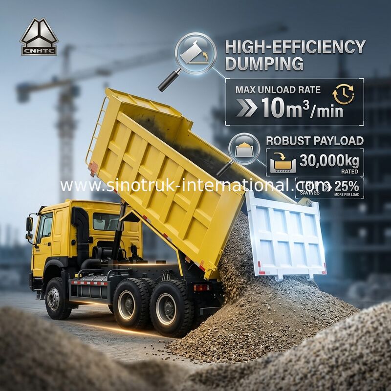 Sinotruk Howo Tipper Dump Truck 6 × 4 Lhd 10 Roda 20CBM Kargo Box Ban Mining