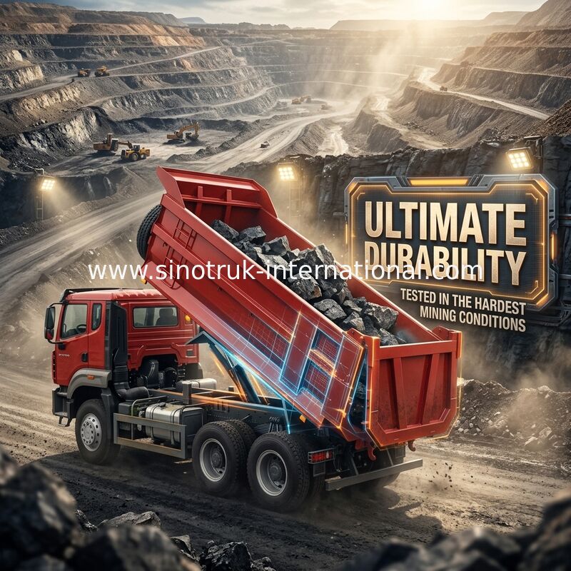 SINOTRUK HOWO N7 Tipper Dump Truck 6 × 4 10 Roda 380Hp Untuk Ekspor Tipe U Mudah Untuk Mengunggah