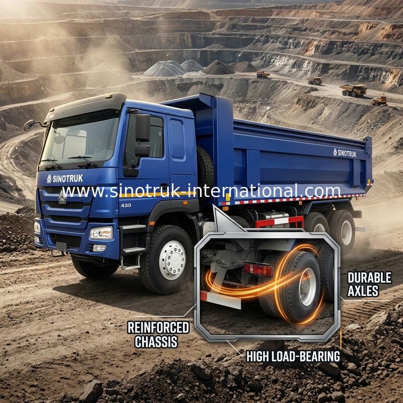 RHD 8×4 12 roda ZZ3317V3847B1R Kekuatan kuda tinggi Konsumsi bahan bakar rendah380HP Blue HOWO Tipper Truck