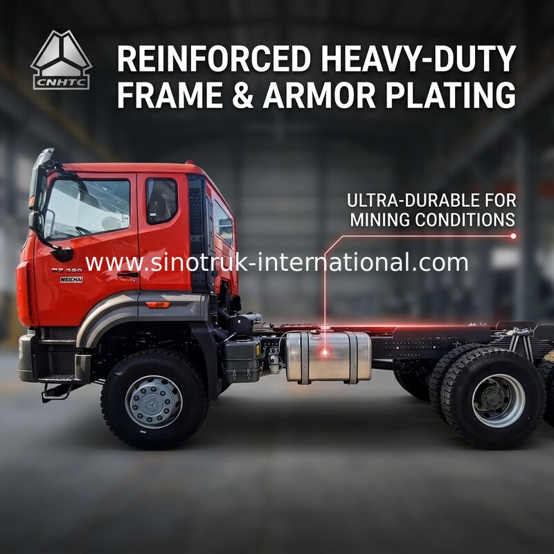 Sinotruk New Howo Tipper Dump Truck Chassis Weichai Mesin 6 × 4 LHD Warna Oranye