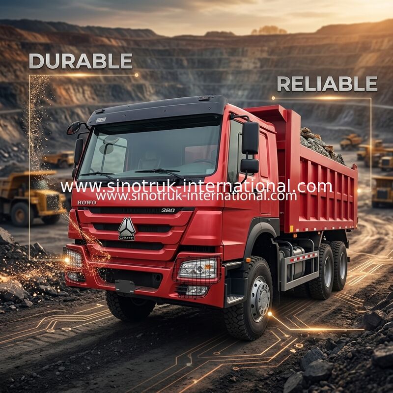 SINOTRUCK Howo Tipper Dump Truck 380Hp 6 × 4 20CBM Kotak 10 Roda Smashing Angle besi