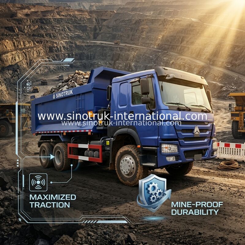 Full DriveLow Fuel Consumption 380HP Blue HOWO Tipper Truck RHD 6×6 10 roda