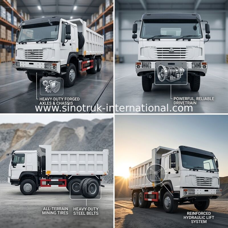 Sinotruk Howo Tipper Dump Truck 6 × 6 Penggerak Semua Roda 10 Roda 380Hp