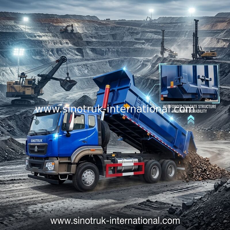 SINOTRUK HOWO Tipper Dump Truck 6 × 4 10 Roda RHD 380Hp U Tipe Satu Lampu Peringatan