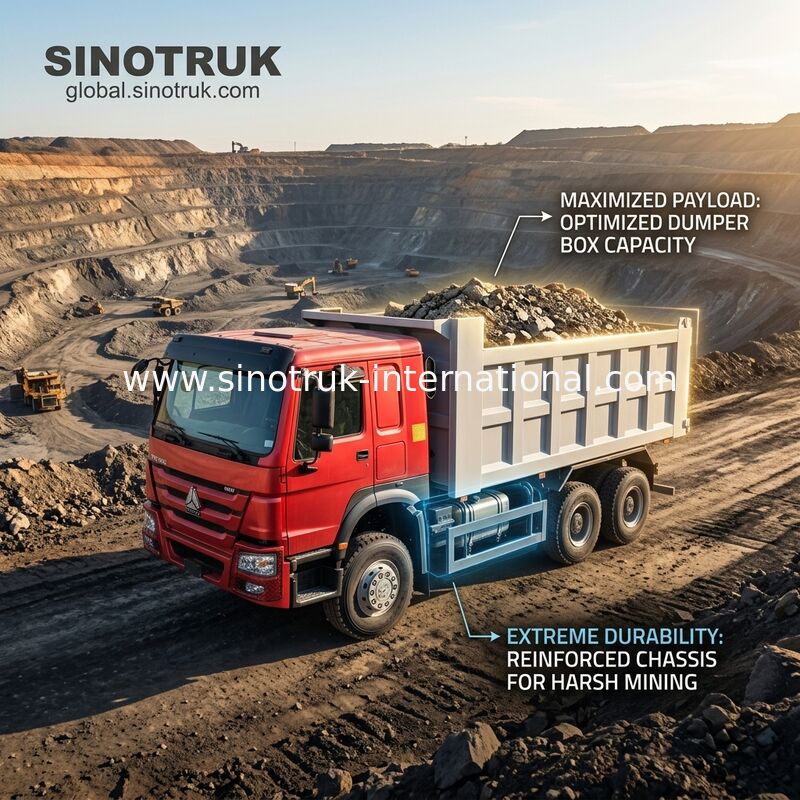 Sinotruk Howo Tipper Dump Truck 400Hp 6 × 4 20CBM Front Lifting Hydraulic Cylinder