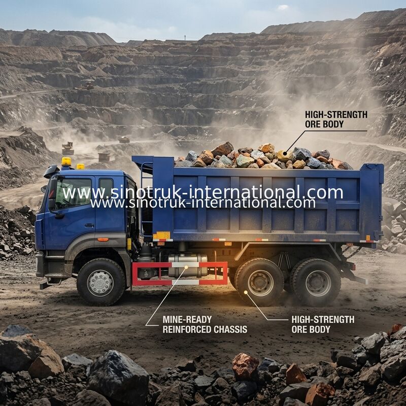 Sinotruk N7 Tipper Dump Truck 10 Roda 400Hp 6 × 4 Dengan Lampu Peringatan