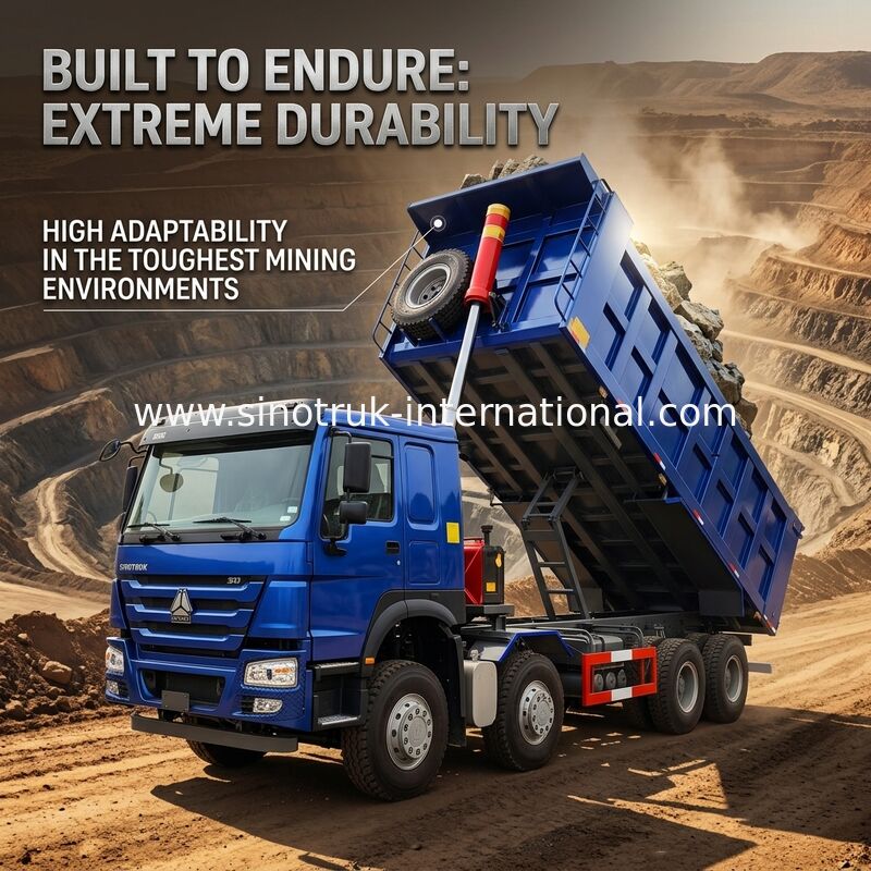 400HP Konsumsi Bahan Bakar Rendah HOWO Blue Tipper Dump Truck RHD 6×4 12roda Tenaga Kuda Tinggi