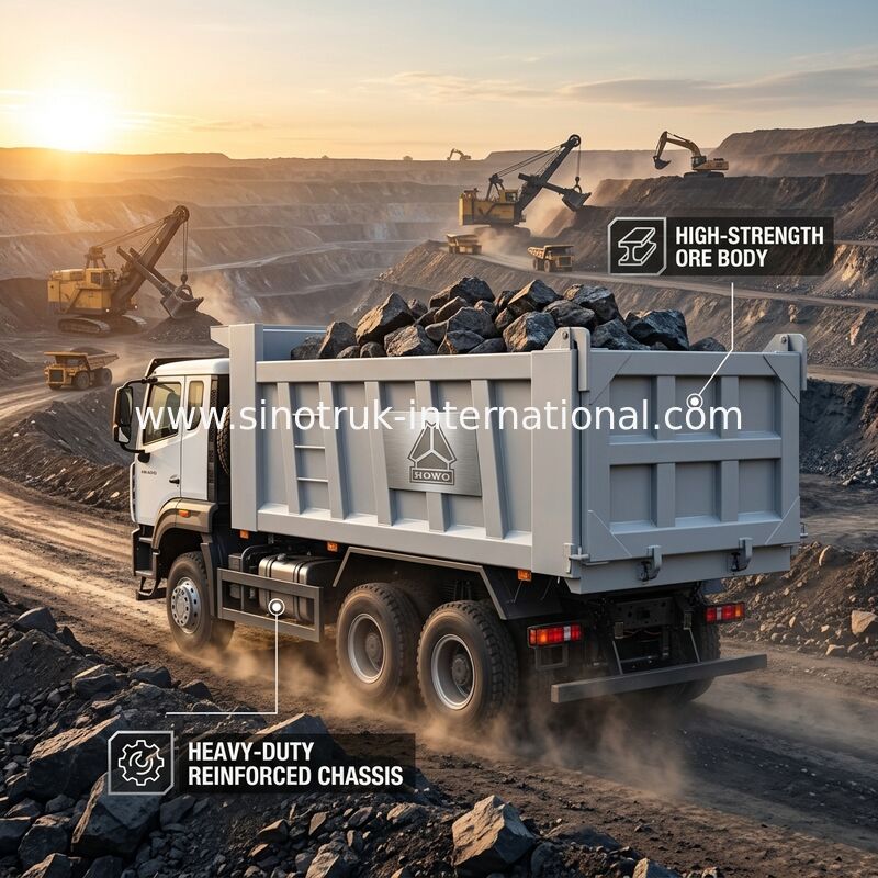Tenaga Kuda Tinggi 400HP HOWO White Tipper Dump Truck LHD 6×4 10 Roda