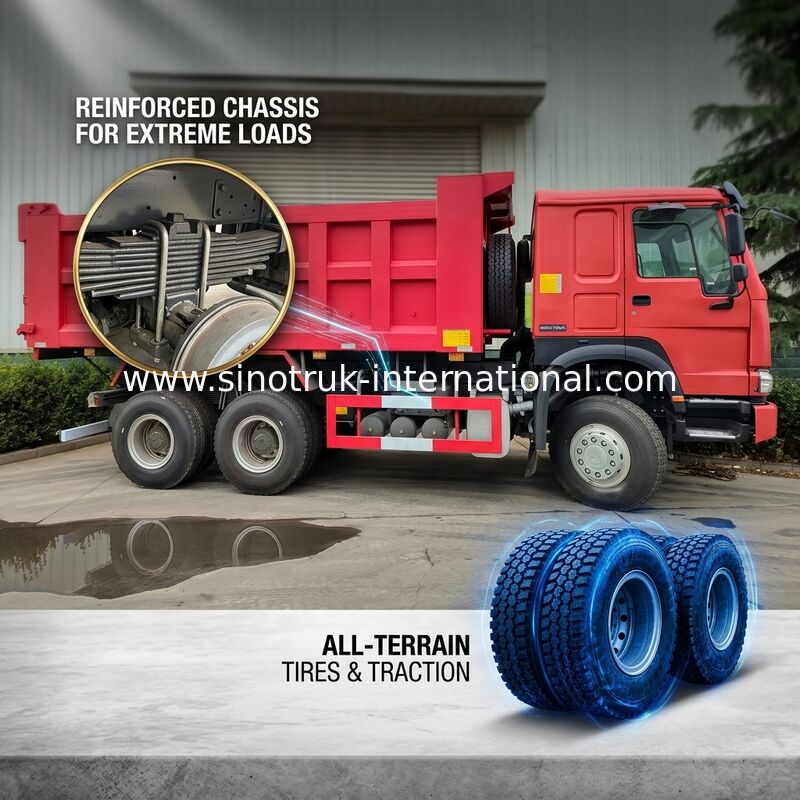 10 Roda LHD HOWO 6x4 Tipper Truck Tenaga Kuda Tinggi 400HP Konsumsi Bahan Bakar Rendah