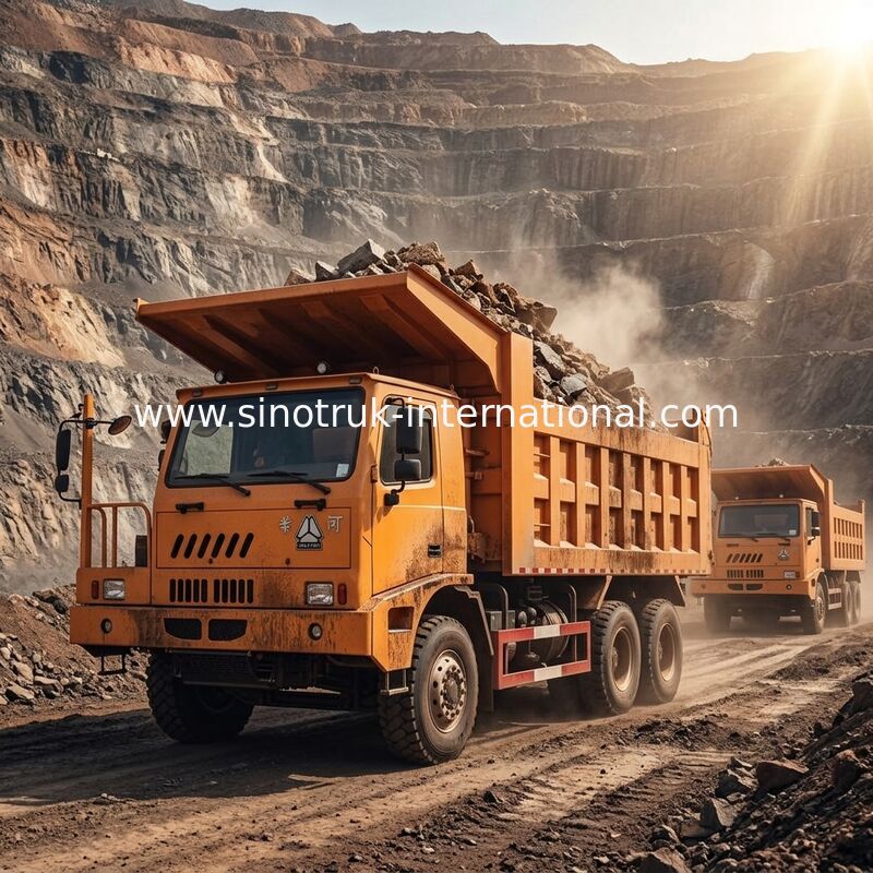 6X4 LHD Mining Tipper Dump Truck 371HP 70 Ton SINOTRUK HOWO Untuk Industri Pertambangan