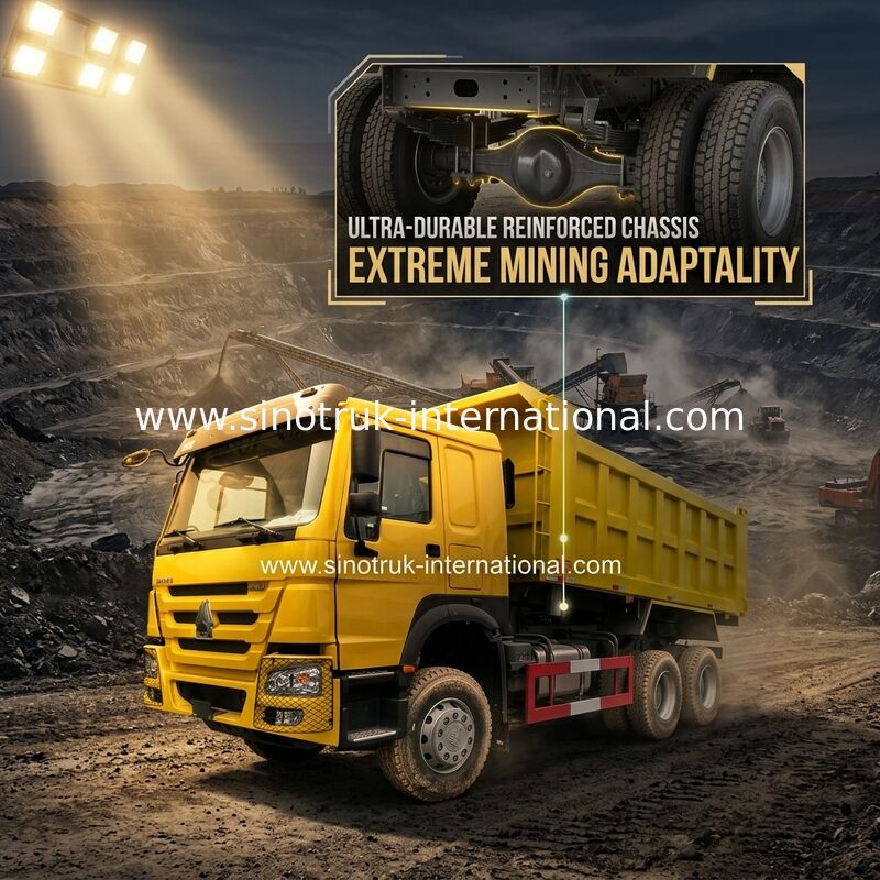 SINOTRUK HOWO 400HP Tipper Dump Truck Untuk Konstruksi A7 Kuning ZZ3257V3847B1