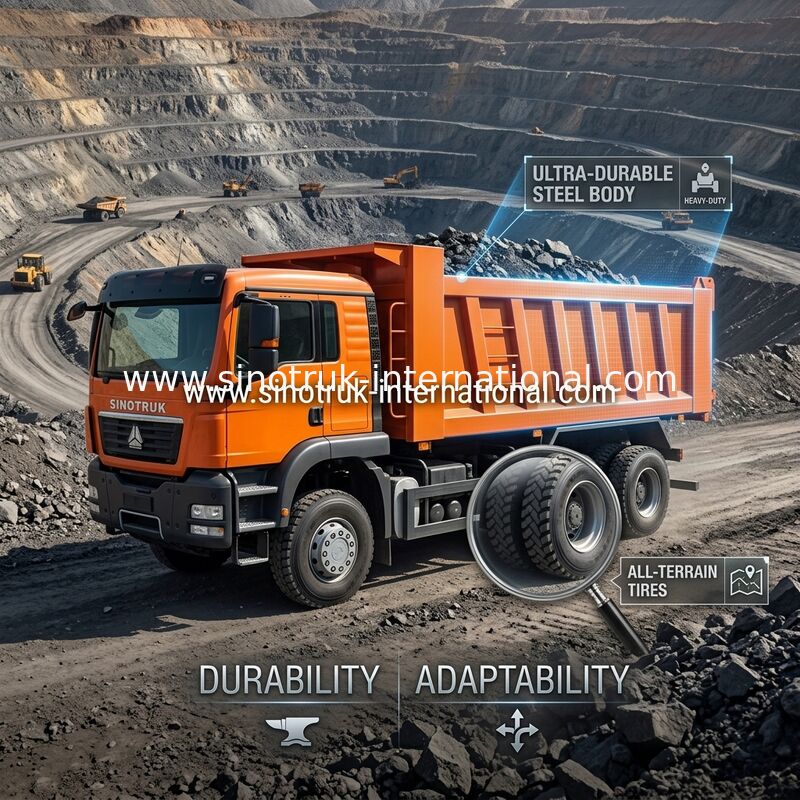 Oranye Sinotruk Howo 6 X 4 Tipper Dump Truck Baru 371HP LHD