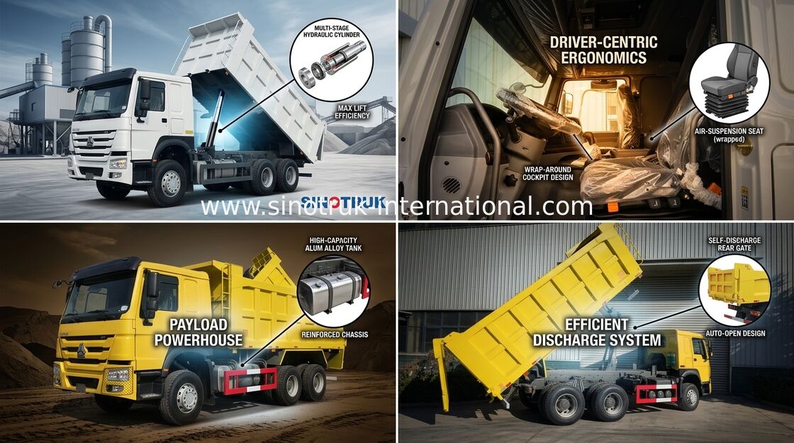Sinotruk Howo 6 X 4 10 Roda Tipper Dump Truck 400hp Pengangkatan Tengah