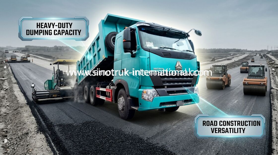 6 Oleh 4 Sepuluh Roda Konstruksi Tipper Truck Untuk 10 Meter Kubik, Transmisi HW13710