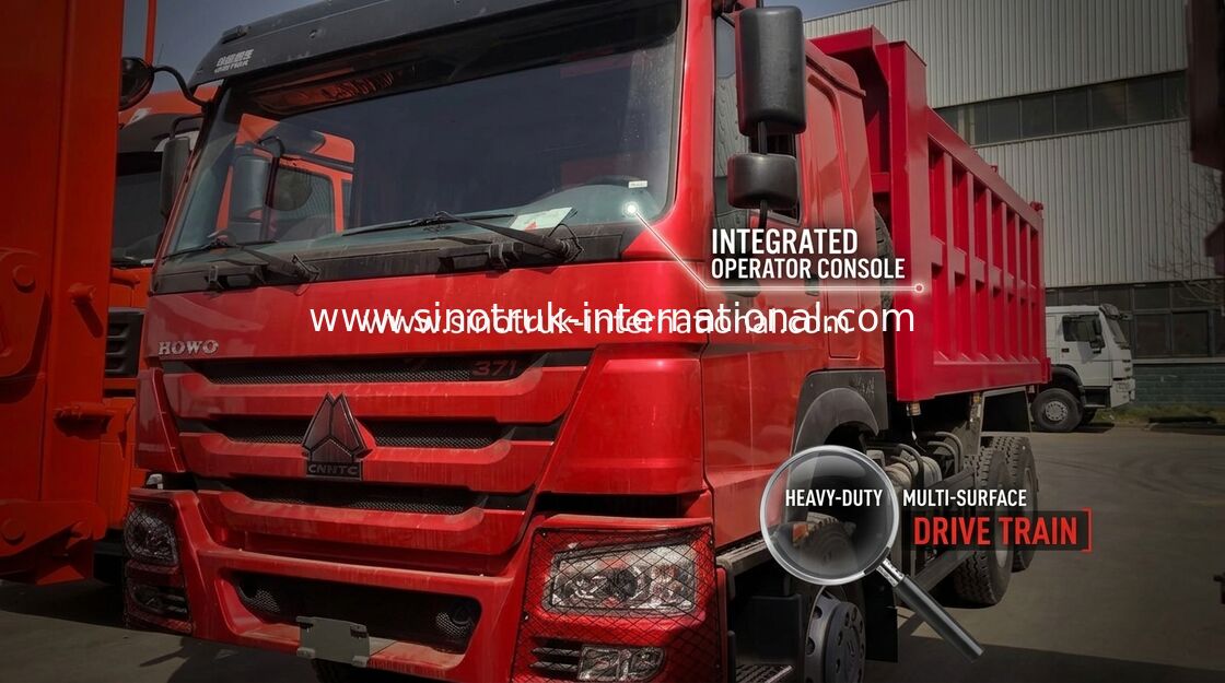 Warna Merah SINOTRUK HOWO 6x4 Dump Truck Tipe 266HP LHD