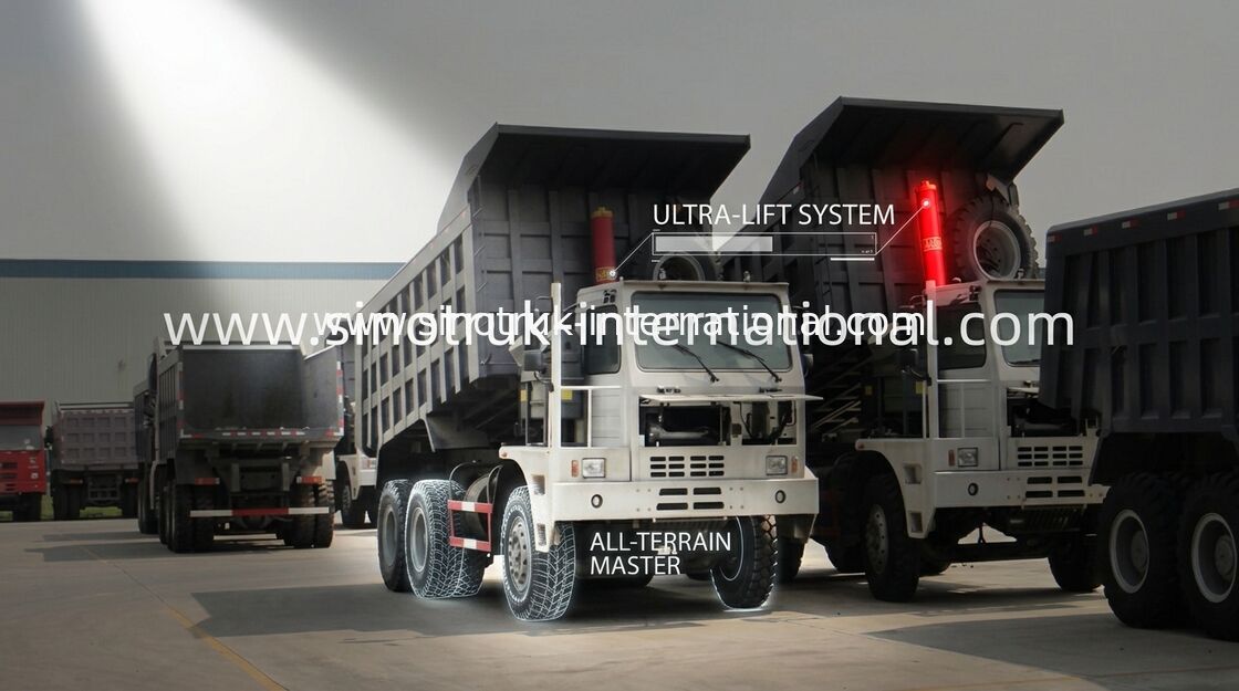 High Rigidity Cargo Body LHD 6X4 10 Wheel Dump Truck Dengan Kapasitas 70 Ton